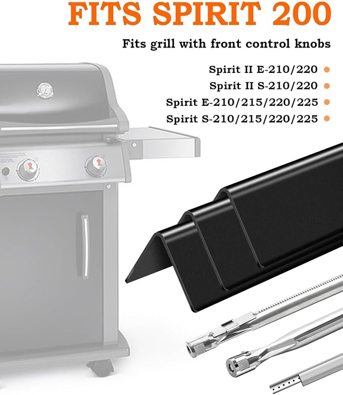 15.3" Flavorizer Bars and Grill Burner for Weber Spirit & Spirit 2 Grills Parts Spirit 210 215 220, Spirit II 210 Grill Parts with Front Control, Grill Replacement Parts for Weber 7635 69785