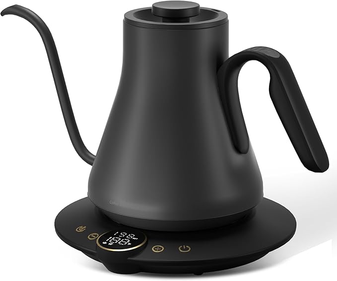 Cocinare FLOW B9 Gooseneck Electric Kettle, Precise Temperature Control for Pour-Over Coffee & Tea Brewing, Stainless Steel Interior, Rapid Heating for Boiling Water, 1500W/0.9L (Matte Black)