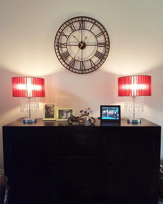 18 Inch Wall Clock for Living Room Decor, Silent Non-Ticking Battery Operated Metal Wall Clock, Indoor Outdoor Clocks with Roman Numerals, Black