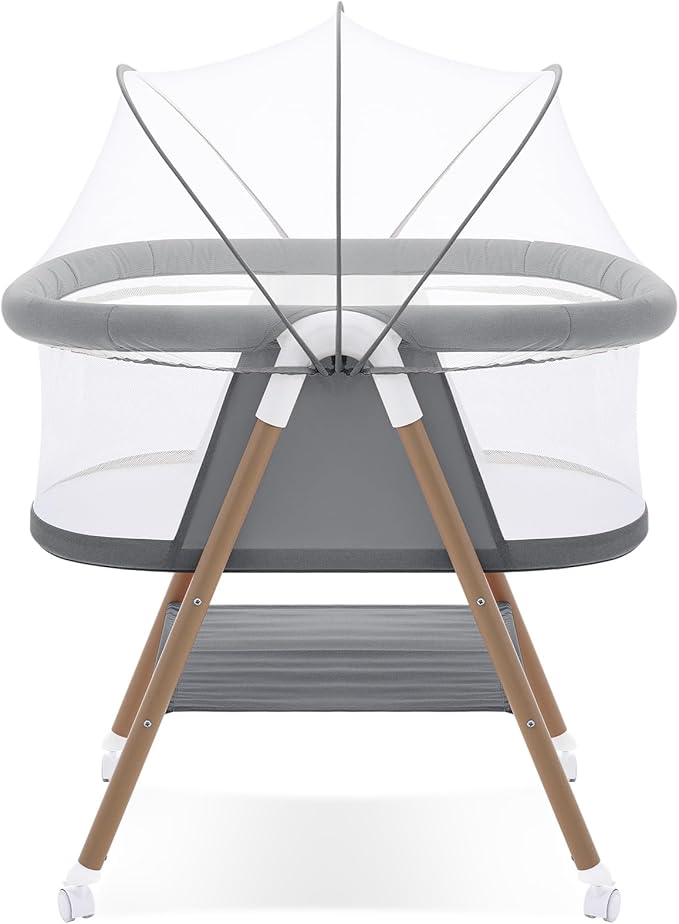 Baby bassinets,3 in1 Baby Crib, Sturdy, Portable & Easy to Assemble,Mosquito net and Portable Bag Included. (Gray)