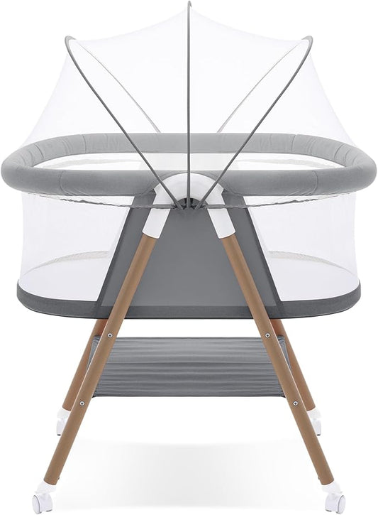 Baby bassinets,3 in1 Baby Crib, Sturdy, Portable & Easy to Assemble,Mosquito net and Portable Bag Included. (Gray)