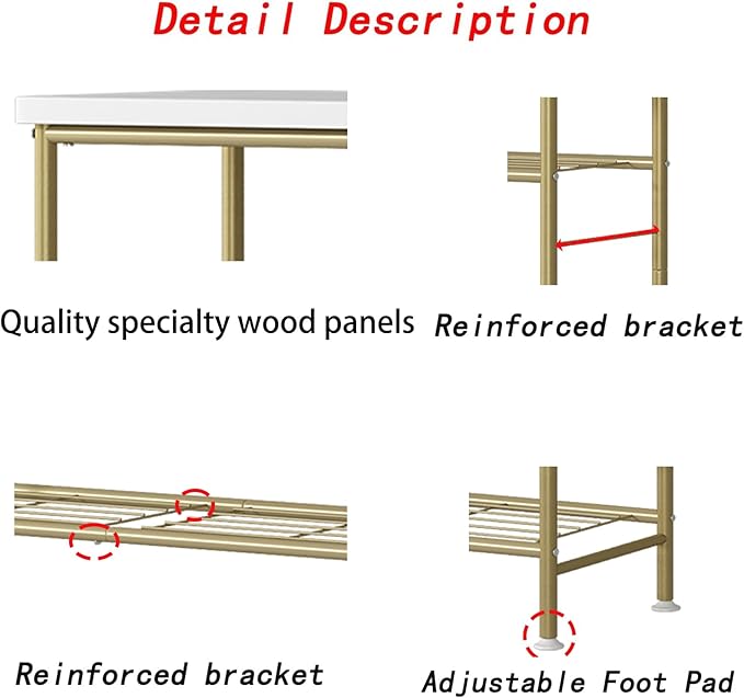 Shoe Rack Organizer 6 Tier for Closet Entryway Free Standing Metal Storage Shoe Shelf with MDF Top Board，Gold