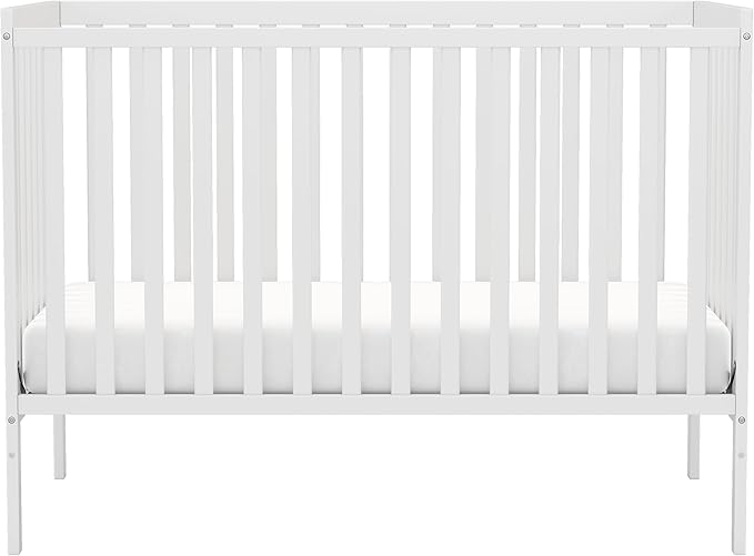 Baby Crib 5-in-1 Convertible, Wooden Nursery Cribs Converts to Toddler Bed, Daybed and Full Size Bed, 3 Adjustable Base, Non-Toxic Finish (White)