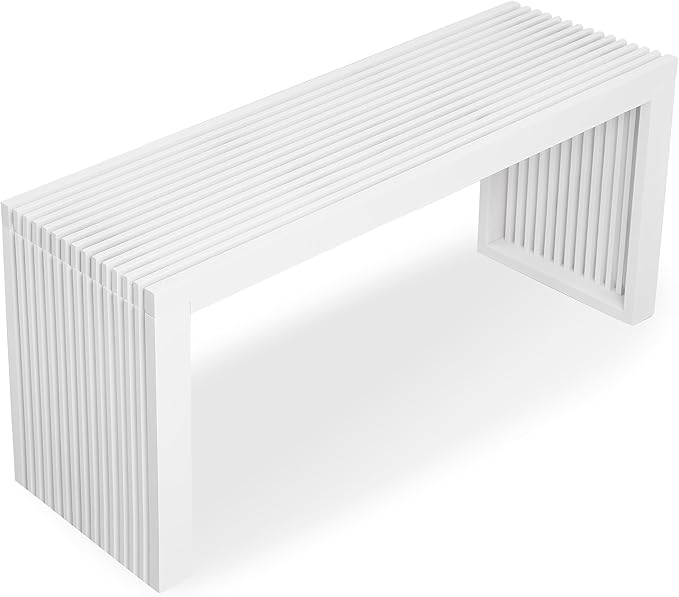 SWEVEN Bamboo Natural 36 inch Wooden Bench, Small Wood Benches for Entryway, Living & Dining Room, Kitchen, Bedroom, Bathroom, Hallway, Front Door Indoor & Outdoor Patio Use, Mid Century Modern Decor