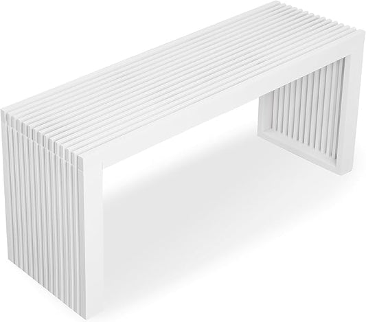 SWEVEN Bamboo Natural 36 inch Wooden Bench, Small Wood Benches for Entryway, Living & Dining Room, Kitchen, Bedroom, Bathroom, Hallway, Front Door Indoor & Outdoor Patio Use, Mid Century Modern Decor