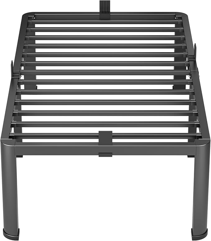 16 Inch Twin Heavy Duty 3500 lbs Bed Frame with Round-Corner Legs & Anti-Squeak Design – Quick Assembly Metal Platform, No Box Spring Needed