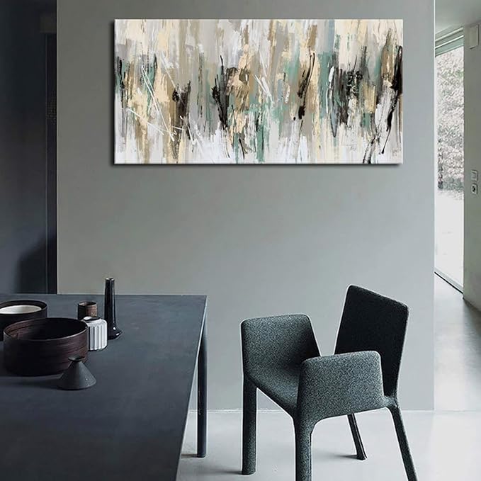 tigeridge Abstract Wall Art Grey Canvas Art Modern Canvas Pictures Contemporary Canvas Artwork for Bedroom Living Room Bathroom Kitchen Office Home Wall Decor Framed Ready to Hang 24" x 48"