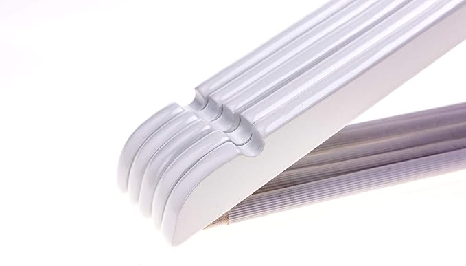 Quality Wooden Suit Hangers with Non Slip Pants Bar, 20 Pack, Smooth Finish Solid Wood Coat Hanger with Swivel Hook, Jacket, Pant, Dress Clothes Hangers (White, 20)