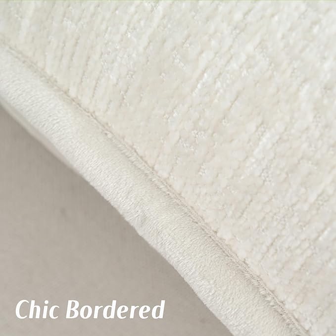 FUTEI Cream White Chenille Throw Pillow Covers 20x20 Inch Set of 2,Soft Cozy Bound Edge Design Cushion Case,Home Decor for Couch Bed Living Room