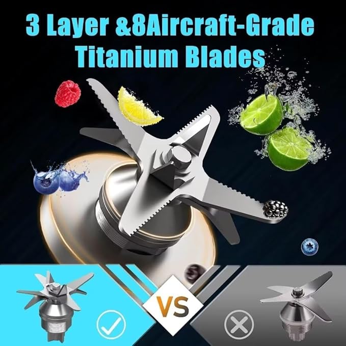 Professional High Speed Blender for Shakes and Smoothies,Home Commercial Countertop Food Processor,2500W 9525 Pure Copper Motor,Double Bearing Blades