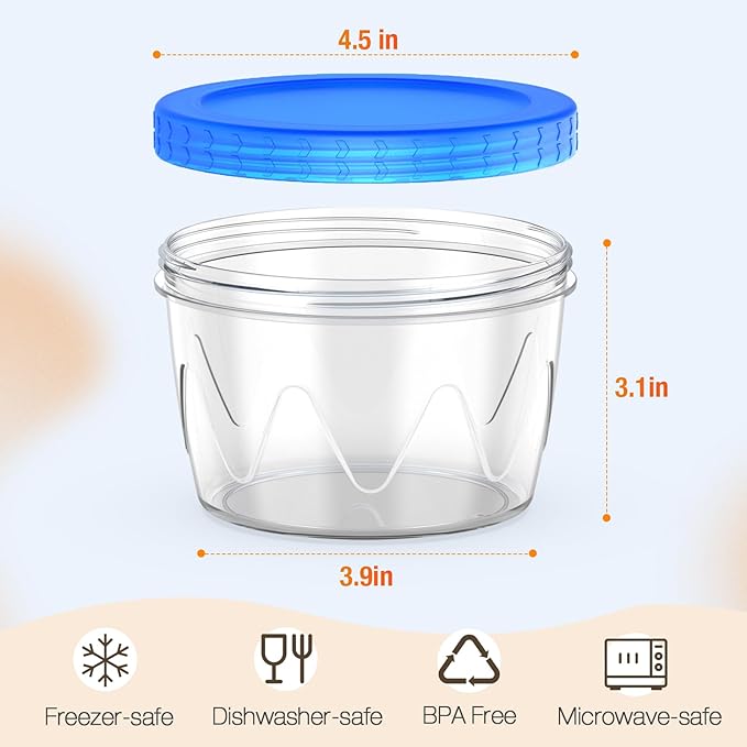 Freezer Storage Containers 6 Pack-16 Oz Deli Containers with Lids BPA Free Microwave and Dishwasher Safe,Food Storage Containers with Lids,Soup Containers for Oats/Salad