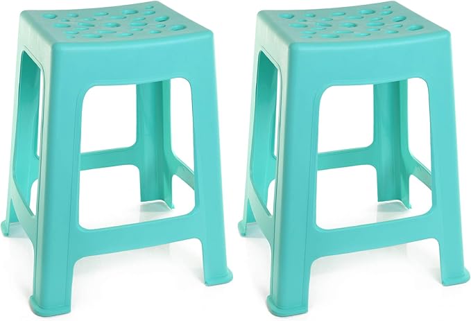 Mintra Home Light Duty Plastic Stools 2pk (18in Height, Teal)