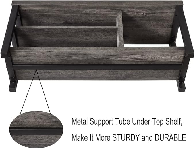 EXCEFUR Industrial Entryway Bench, Rustic Indoor Shoe Boot Storage Bench Seat for Living Room, Grey