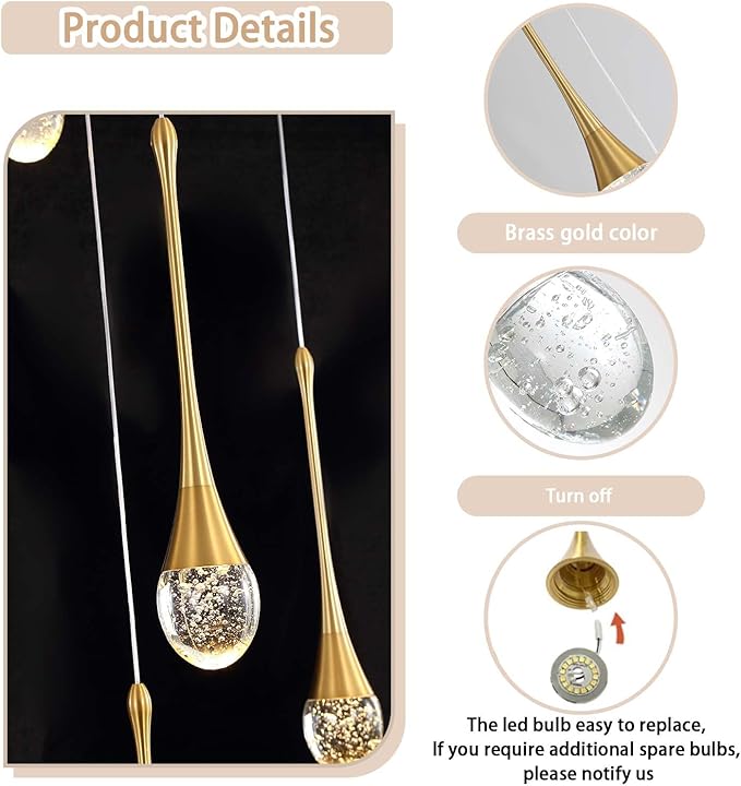 H150 Spiral Chandelier Lighting Modern Gold Chandelier Light Fixture for Foyer Hallway Crystal Chandeliers for High Ceilings Suitable for Sloping Ceiling 2700-6000k Dimmable