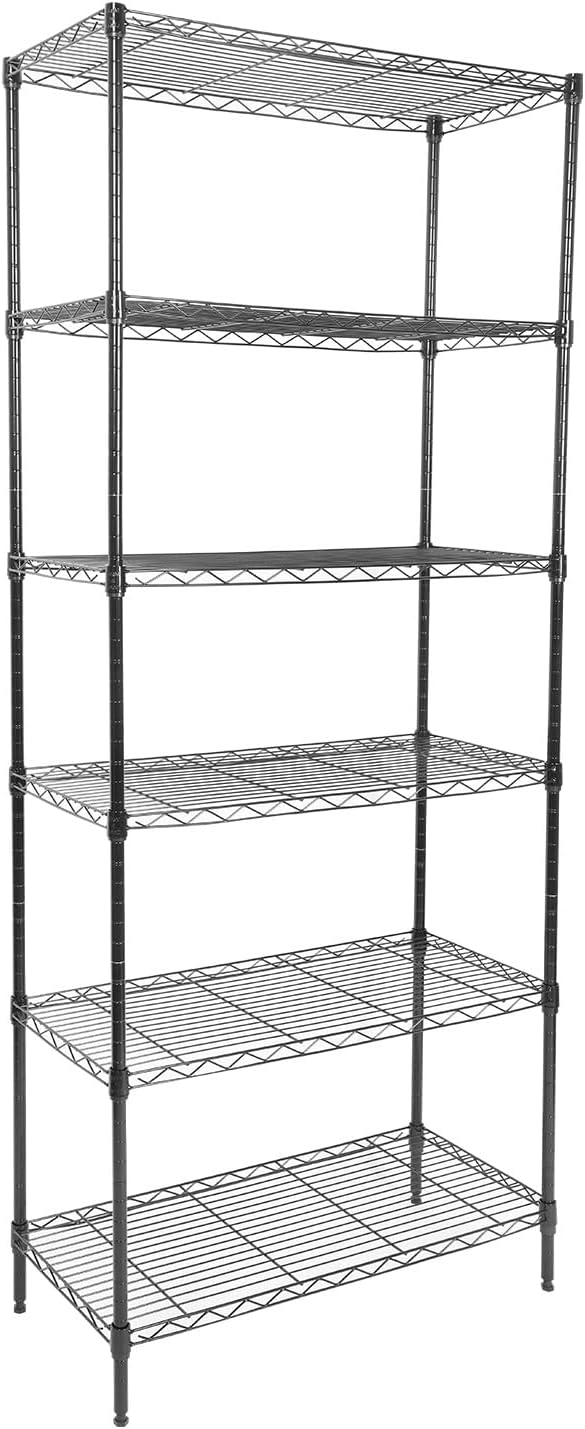 Whitmor 6 Tier Storage Shelves, Heavy Duty with Wheels, 400 lbs Capacity per Shelf, Max 2400 lbs Total, Adjustable Storage Units for Garage, Laundry, Plant, 30" L x 14" W x 70" H, Black