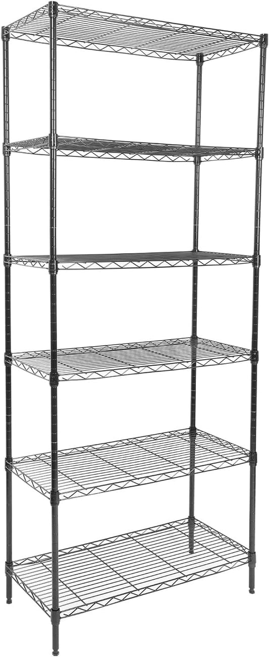 Whitmor 6 Tier Storage Shelves, Heavy Duty with Wheels, 400 lbs Capacity per Shelf, Max 2400 lbs Total, Adjustable Storage Units for Garage, Laundry, Plant, 30" L x 14" W x 70" H, Black