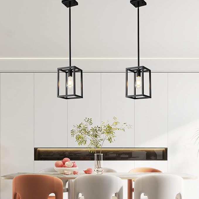Kitchen Black Pendant Lighting Chandeliers for Dining Rooms, Mini Pendant Lights 1-Light Modern Hanging Light Fixture Matte Black Industrial for Kitchen Island