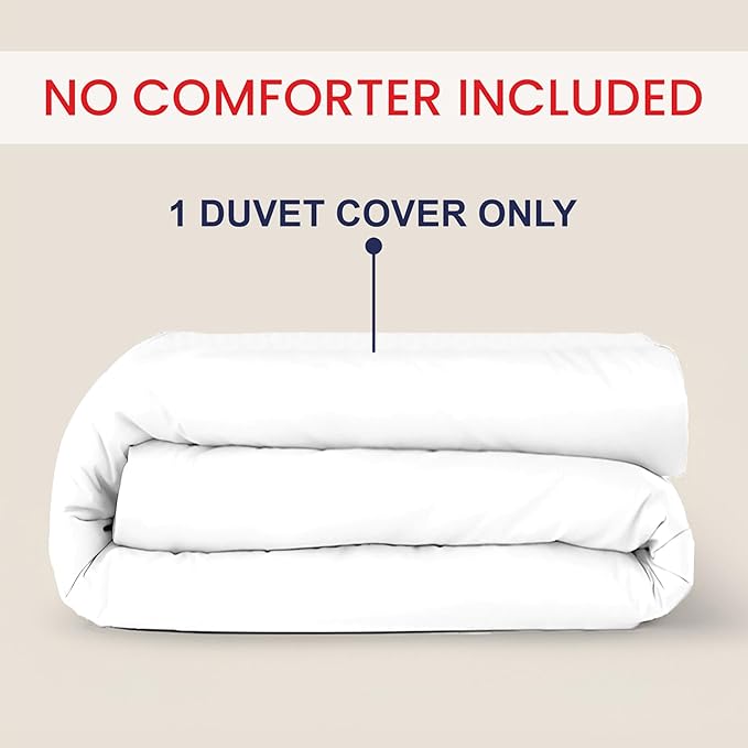 Kotton Culture 1 Pc King Size Duvet Cover Only -100% Egyptian Cotton Sateen 600 Thread Count Ultra Soft Premium Durable Comforter Cover Zipper Closure & Corner Ties (White, King 102"x94")