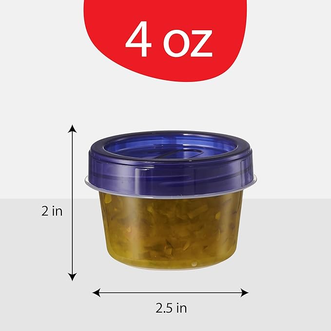 PLASTICPRO 12 Pack Twist Cap Food Storage Containers with Blue Screw on Lid- 4 oz Reusable Meal Prep Containers - Small Freezer Containers Microwave Safe Blue Plastic Food Storage