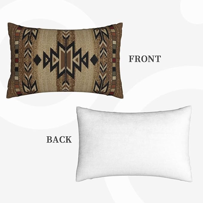 Boho Brown Carpet Throw Pillow Covers 12x20 Inch Set of 2, Rustic Tribal Decorative Throw Pillow Covers Antique Brown Linen Outdoor Cushion Cover for Sofa Couch Farmhouse Room Decor