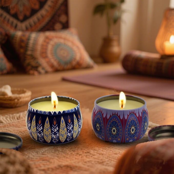 Scented Candles Gift Set for Women - 4 Pack Aromatherapy Candles with 8% Essential Oils, 120H Burn Time, Stress Relief & Relaxation, Soothing, Perfect for Birthday, Christmas, Thanksgiving, Mother