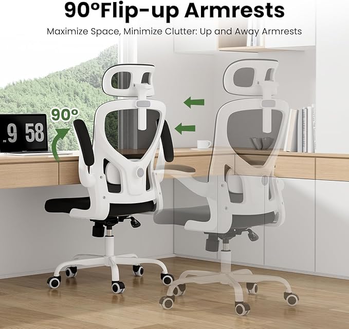 Soohow Ergonomic Office Chair,Home Office Desk Chair with Adjustable Lumbar Support Armrests,Comfy Computer Desk Chair with Headrest,for Home and Office, Black