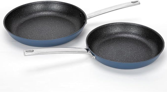 MAISON ARTS Nonstick Frying Pans Set 2 Piece, 9.5" and 11" Skillet with Stainless Steel Handle, Non Toxic Deep Fry Pan, Induction Cookware Sets with Healthy Plasma Titanium Coating