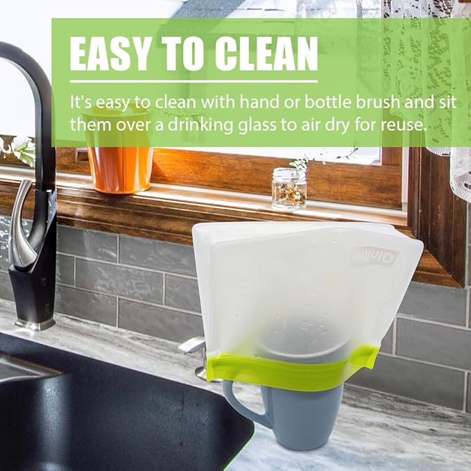 Reusable Food Storage Bags - 10 Pack Freezer Bags, Reusable Bags Silicone, Extra Thick Leakproof Reusable Lunch Bag for Salad Fruit Snack Travel - 2 Gallon 4 Sandwich 4 Snack Bags