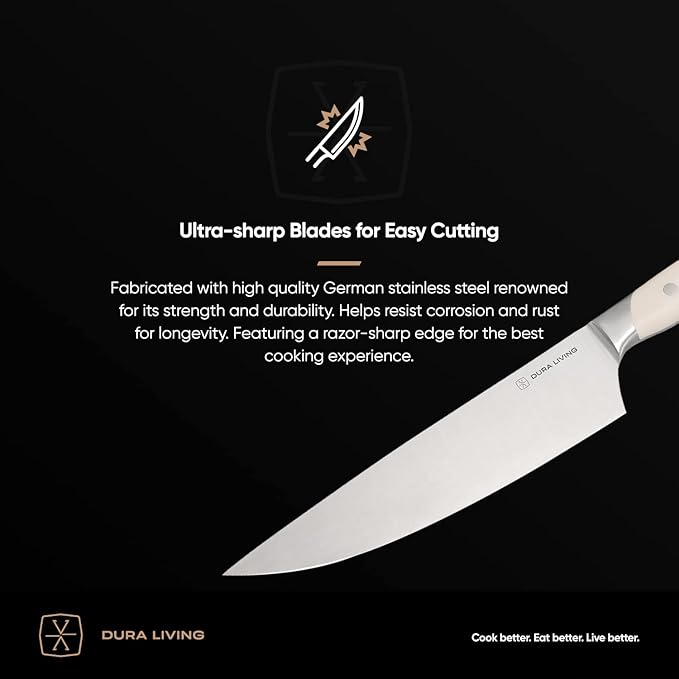 3.5-Inch Paring Knife – Ultra-Sharp German High Carbon Stainless Steel, Full Tang, Ergonomic Handle, Multipurpose Kitchen Knife for Chopping, Slicing, and Dicing, Cream