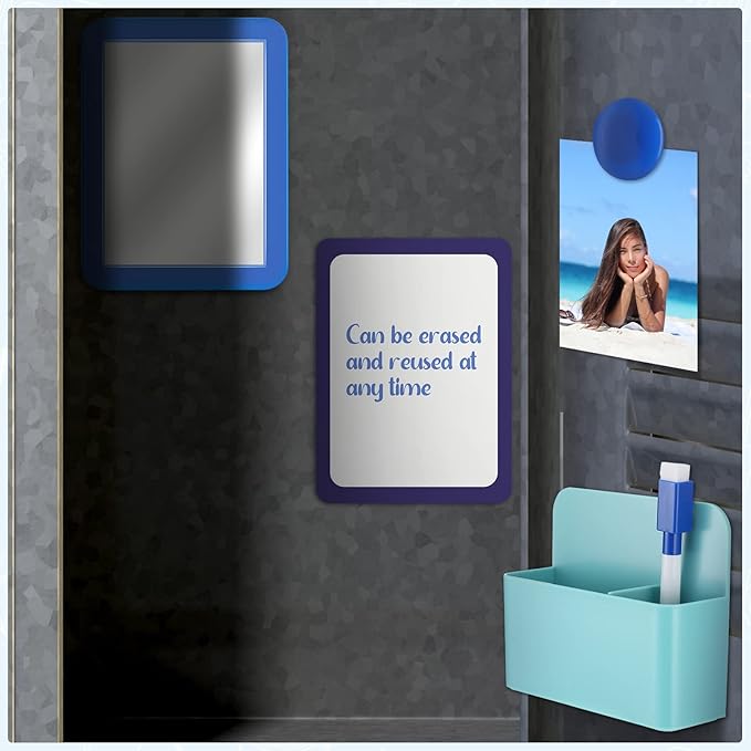 Yulejo Locker Accessories Kit Back to School Essentials Include Magnetic Wallpaper Mirror Locker Carpet Whiteboard Dry Erase Marker and Locker Organizer Supplies Girls School Office (Blue Series)