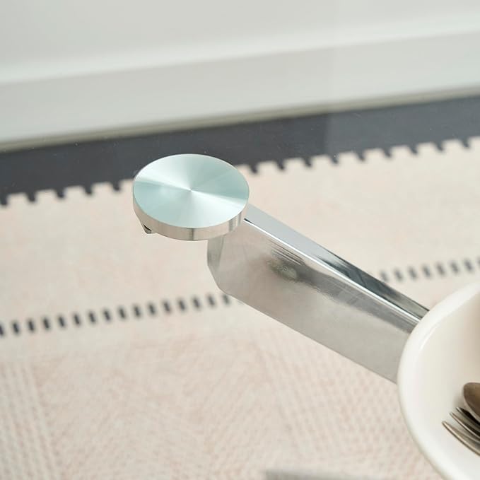 Goujxcy 5 Piece Glass Dining Table Set Modern Small Glass Dining Table Set for 4, 35.43" Square Kitchen Table and 4 Velvet Upholstered Chairs for Kitchen Dining Room, Silver & Grey