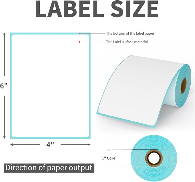9527 Product 4" x 6" Thermal Labels for Zebra Rollo Direct Thermal Printers, 1 Roll 250 Labels Blank Direct Thermal Shipping Labels