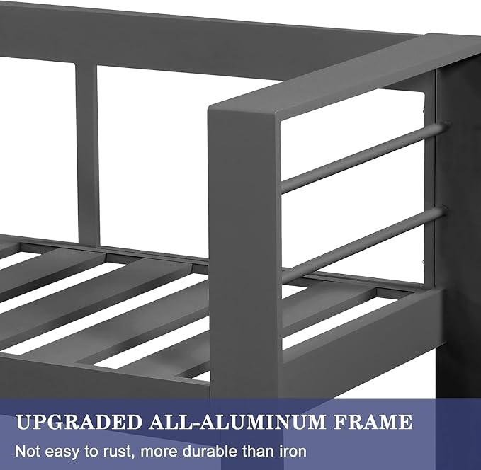 Wisteria Lane Aluminum Outdoor Patio Furniture Set,7 Seats Modern Patio Conversation Sets, Outdoor Sectional Metal Sofa with 5 Inch Cushion and Coffee Table for Balcony, Garden, Dark Grey