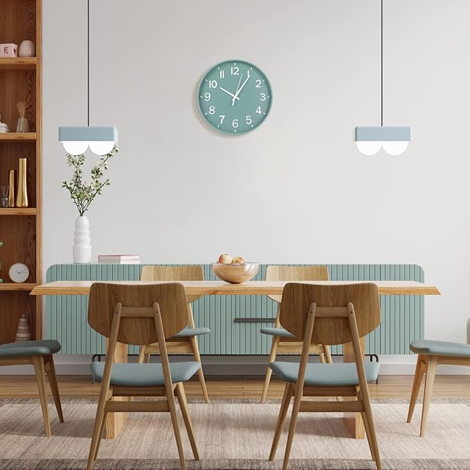 HZDHCLH Modern Quartz Wall Clocks Battery Operated,12 inch Silent Non Ticking 3D Numbers Round Clock for Wall, Green Wall Clock for Kitchen Bedroom Living Room Office Classroom Decor