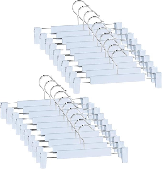 20 Pack Pants Hangers with Adjustable Non-Slip Clips Anti-Rust Hanging Hook for Trouser,Skirts,Jeans,Clothes Hangers Blue