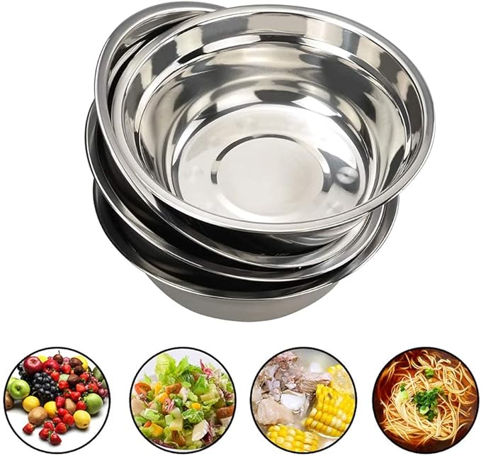 Begale 4-Pack Stainless Steel Mixing Bowls, Metal Prep Bowls