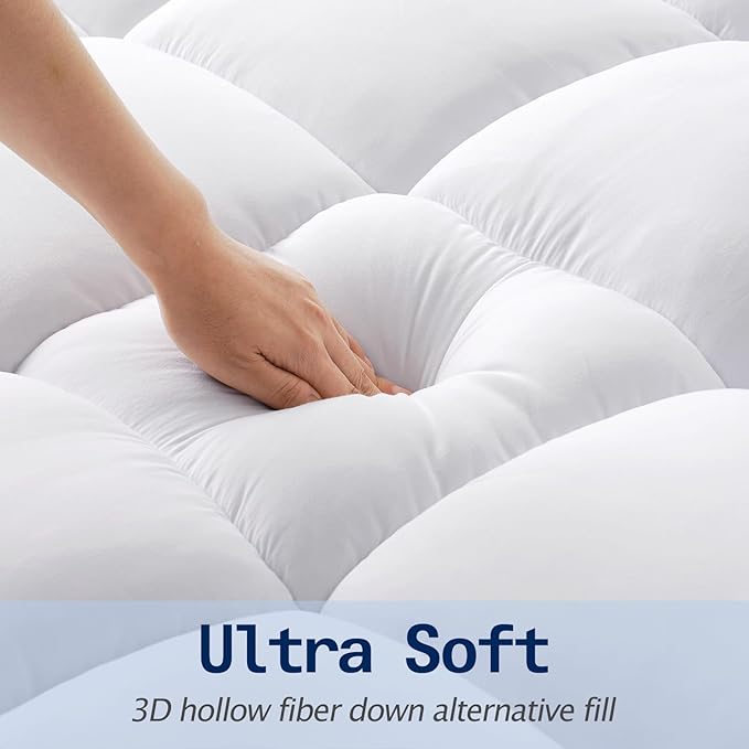 SOPAT Mattress Topper King Size Extra Thick Mattress Pad 8-21" Deep Pocket Soft Down Alternative Fill Mattress Protector Pillow Top Mattress Cover (78x80 Inches, White)