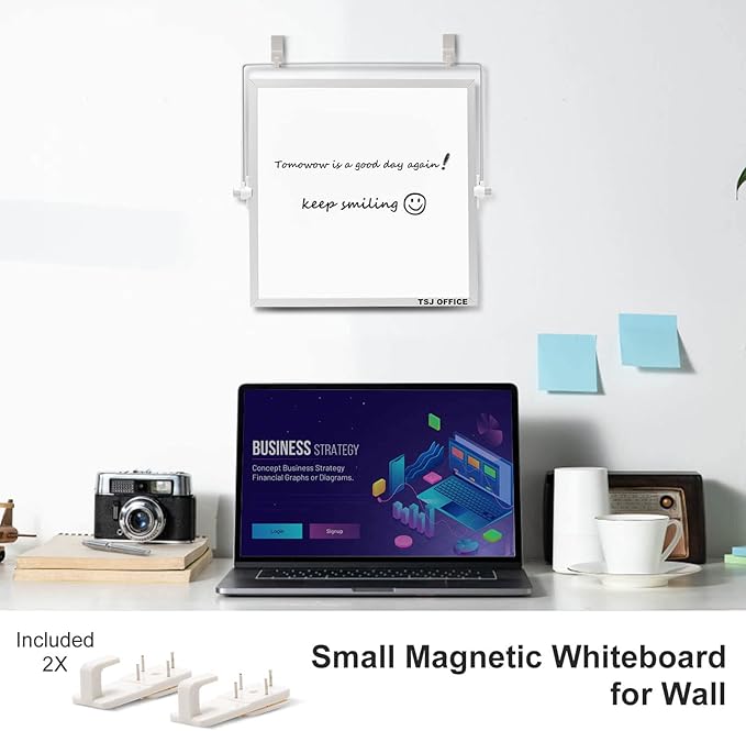 Small Magnetic Dry-Erase White Board – 10 x 10 Inches Mini Easel Whiteboard 360 Degrees Revolving Double Sided Stand for Office, Home, School