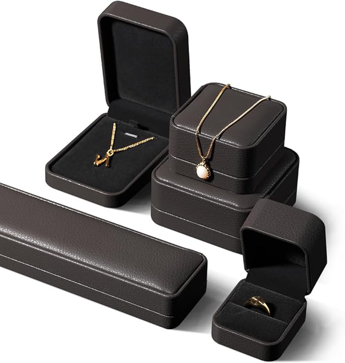 Necklace Gift Box, Leather Small Jewelry Box,Premium Jewelry Box For Necklaces,Luxury Necklace Case (Brown)