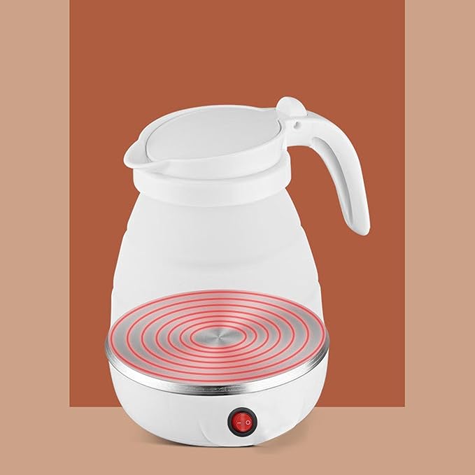 Folding Electric Kettle, US Plug 110V 400W Collapsible Hot Water Kettle with Detachable Power Cord for Desktop (White)