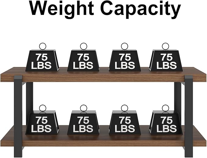 FOLUBAN Modern Coffee Table with Storage Shelf, Rustic Wood Center Table for Living Room, Walnut