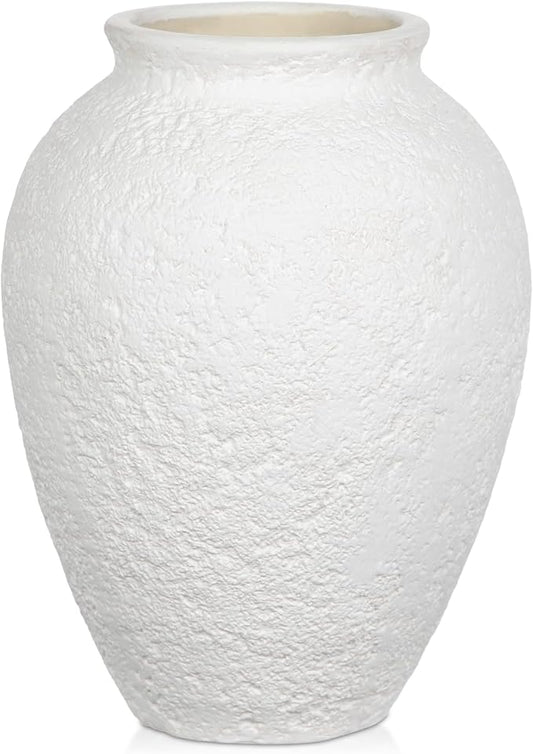 Rustic Ceramic Vase for Home Decor – 6.7" Small Decorative Matte White Vases for Dried Flowers, Pampas Grass, Faux Plants – Modern Farmhouse Boho Table Centerpiece