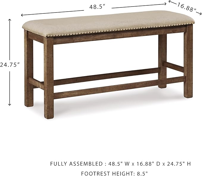 Signature Design by Ashley Morriville Counter Height Upholstered Dining Room Bench, Brown