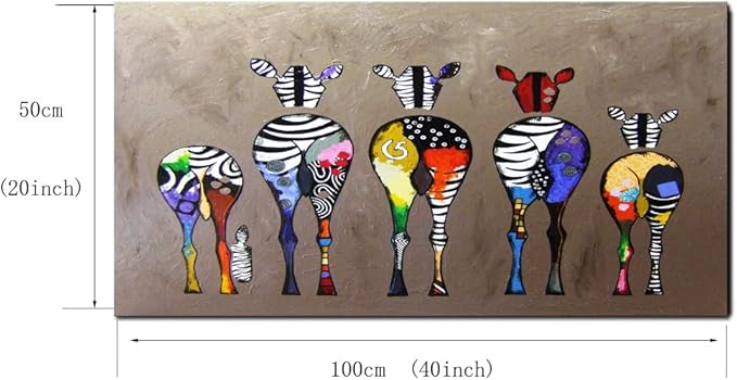 DZL Art D72550 Canvas Prints Wall Art Paintings Animal Painting Five Colorful Zebra Modern Art Stretched Ready To Hang for Living Room Bedroom Decoration