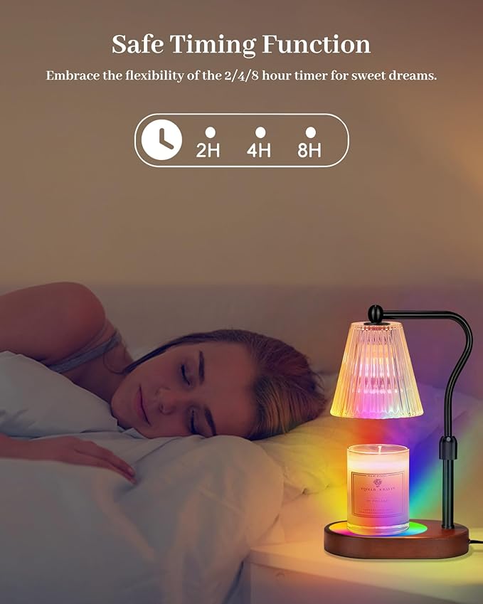 Candle Warmer Lamp with 7 LED Colors Lamp,Candle Warmer with Timer Dimmer Adjustable Height,Christmas Gift for Women Mom,Birthday Gifts for Women Mom