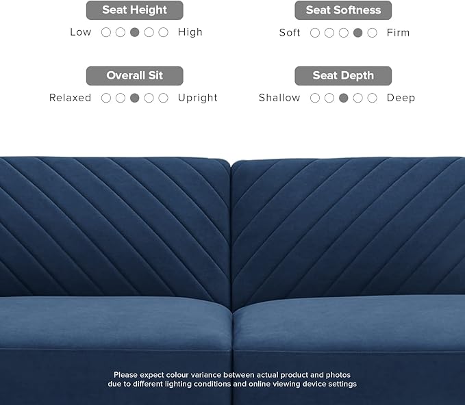 mopio 76.8" Futon Sofa Bed, Small Couch, Sleeper, Loveseat, Mid Century Modern Futon Couch, Sofa Cama, Couches for Living Room (Classic Blue Velvet)