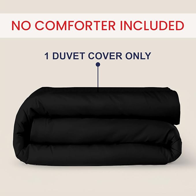 Kotton Culture 120"x120" 1 Pc Super King Plus/Super Oversize King Duvet Cover Only 100% Egyptian Cotton - 600 TC Comforter Cover, Zipper Closure & Corner Ties - Fits Only Extra Large Inserts - Black