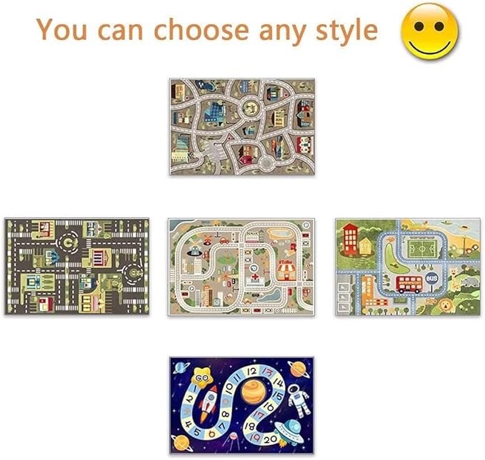 Kid Rug Carpet Playmat for Toy Cars and Train，Play Area Rug with Rubber Backing，Fun Throw Rug，Ideal Gift for Children Baby Bedroom Play Room(80×160cm/32×63in) Y2