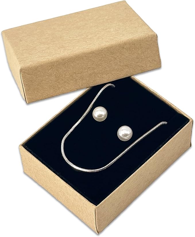 TheDisplayGuys - 24-Pack Cardboard Kraft Paper Jewelry Gift Boxes w. Velvet Padding - Earrings - Kraft Brown - #11 (2.1" x 1.6" x 0.8")