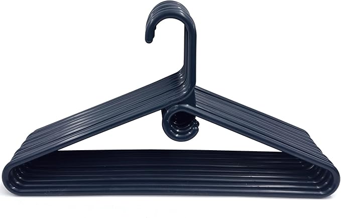 Clothes Hangers 10 Pack Plastic - Heavy Duty Space Saving Coat, Velvet Hangers, Pant Hangers for Closet Organization - Durable Non-Slip, Navy Wardrobe Essentials Bulk Storage